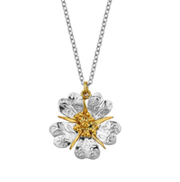 ALEX MONROE FLORAL ENGRAVED WILD ROSE NECKLACE