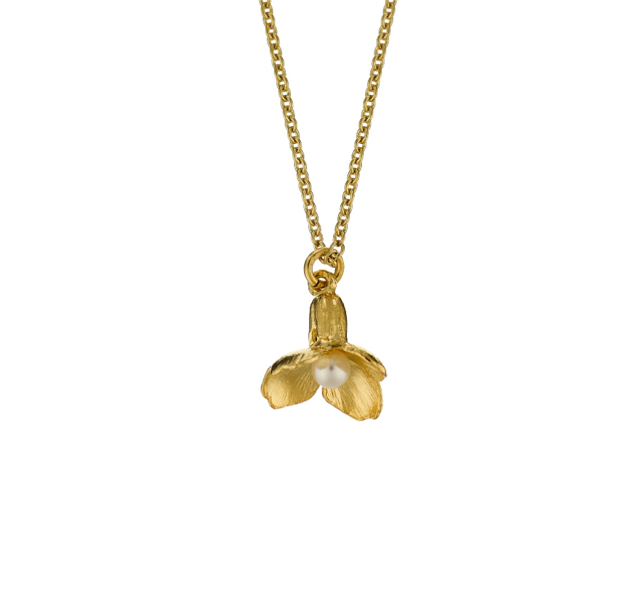 ALEX MONROE CUCKOO FLOWER WITH PEARL NECKLACE