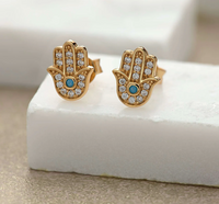 SCREAM PRETTY GOLD FATIMA STUD EARRINGS