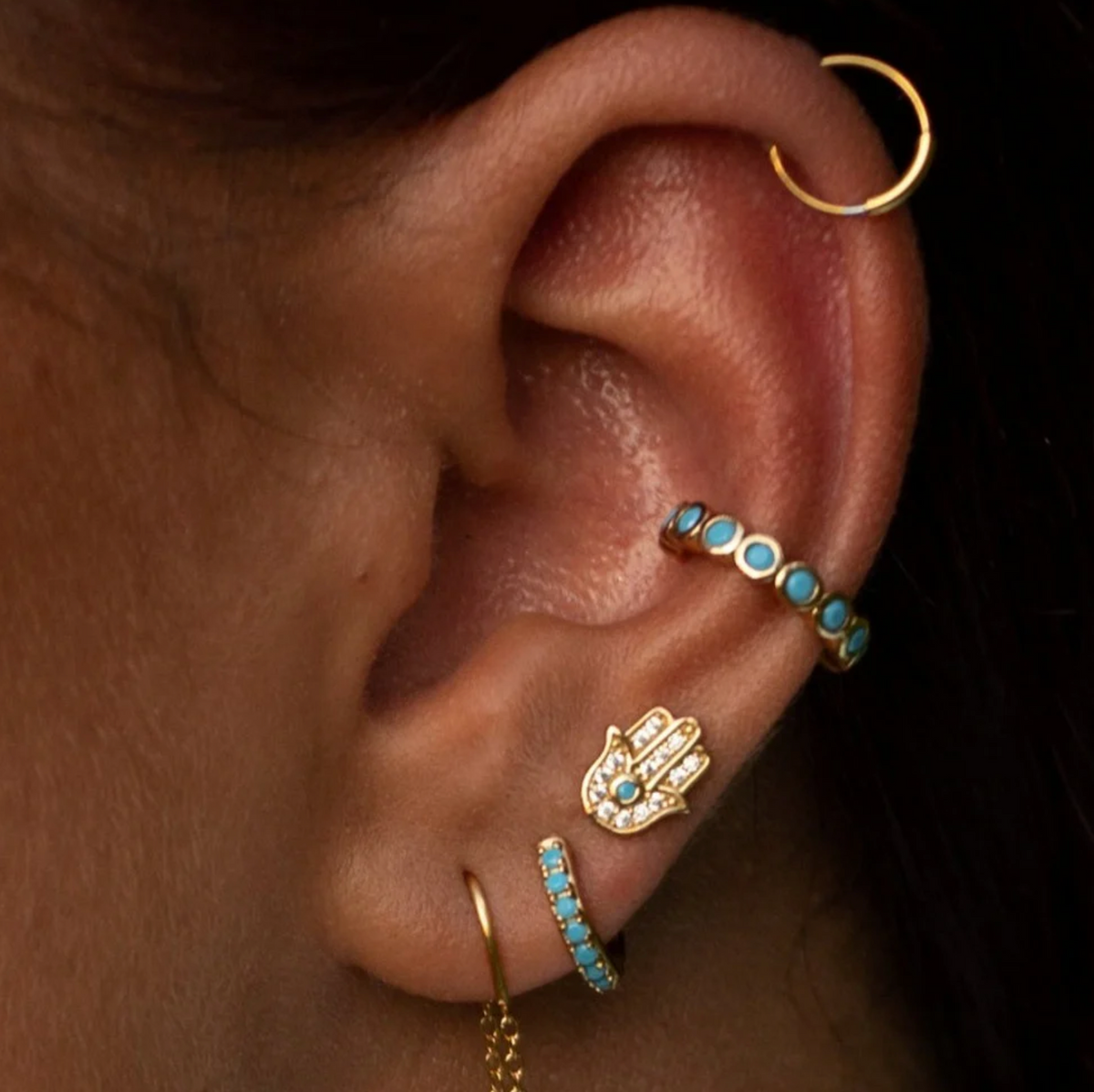 SCREAM PRETTY GOLD FATIMA STUD EARRINGS