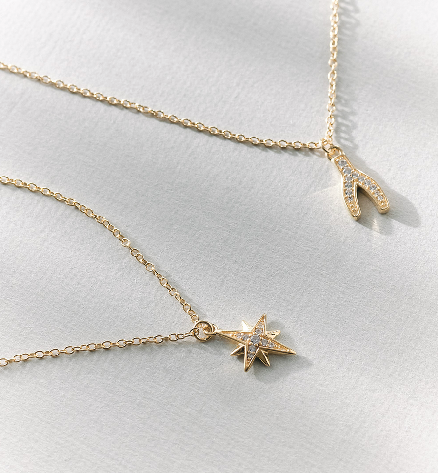 ASTLEY CLARKE CELESTIAL WISHBONE PENDANT NECKLACE