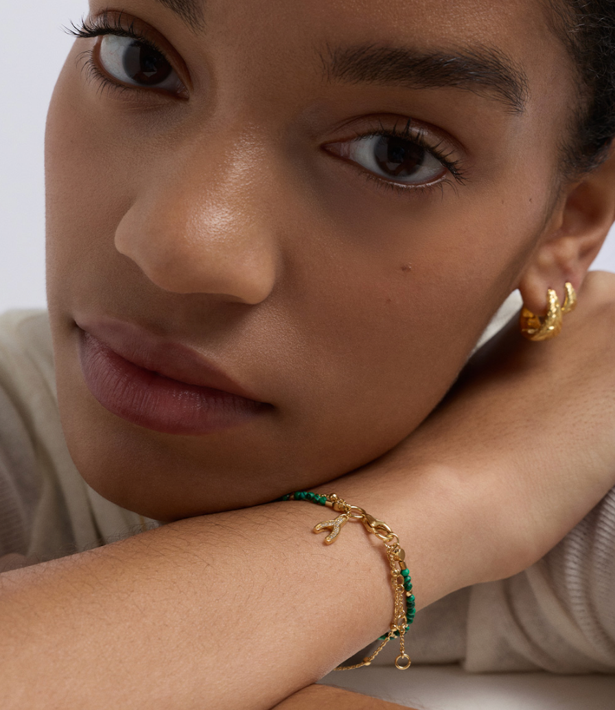 ASTLEY CLARKE MALACHITE WISHBONE BRACELET