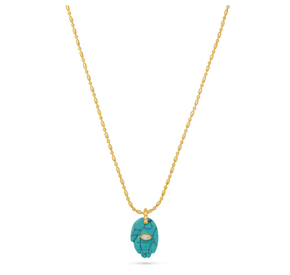 TALIS CHAINS PROTECTIVE HAND TURQUOISE PENDANT NECKLACE