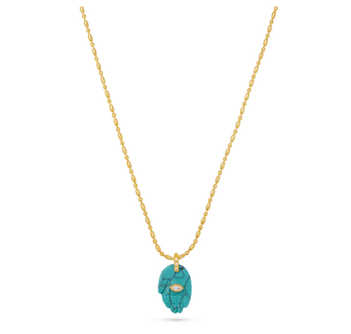 TALIS CHAINS PROTECTIVE HAND TURQUOISE PENDANT NECKLACE