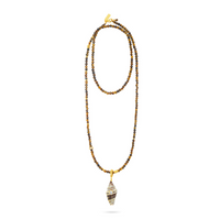 TALIS CHAINS SHELL PENDANT ON TIGER'S EYE NECKLACE