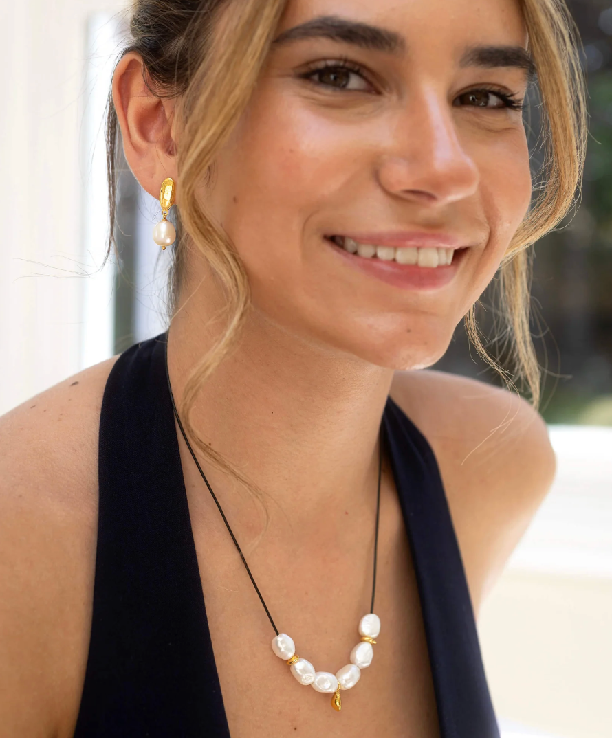 CLAUDIA BRADBY LARGE BAROQUE PEARL AND SEA CHARM NECKLACE