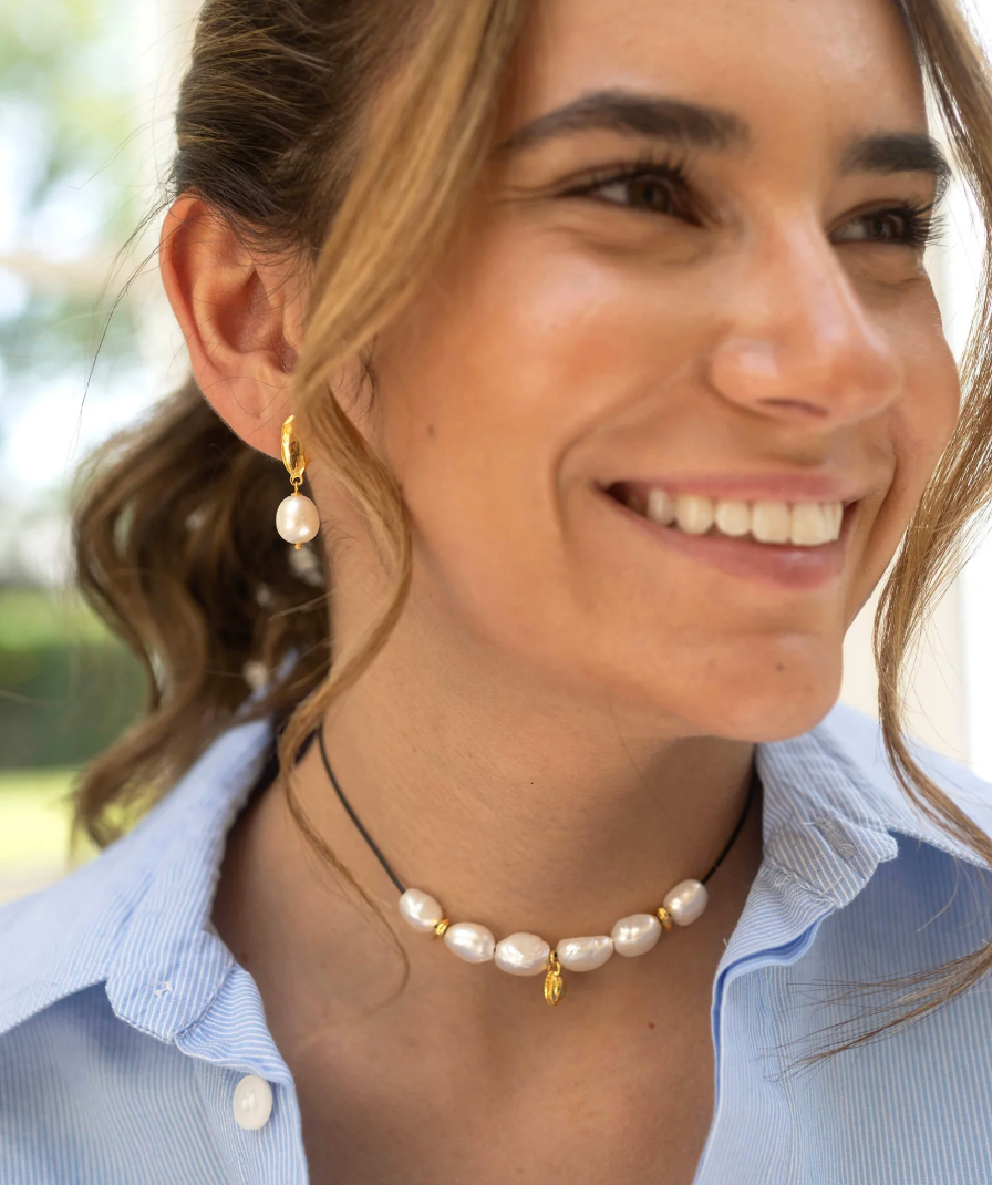 CLAUDIA BRADBY LARGE BAROQUE PEARL AND SEA CHARM NECKLACE