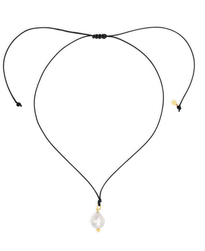 CLAUDIA BRADBY BAROQUE SILVER PEARL CORD NECKLACE