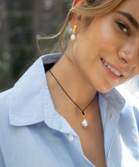 CLAUDIA BRADBY BAROQUE SILVER PEARL CORD NECKLACE