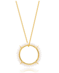 CLAUDIA BRADBY CIRCLE OF LIFE LONG PEARL PENDANT NECKLACE