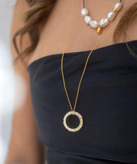 CLAUDIA BRADBY CIRCLE OF LIFE LONG PEARL PENDANT NECKLACE