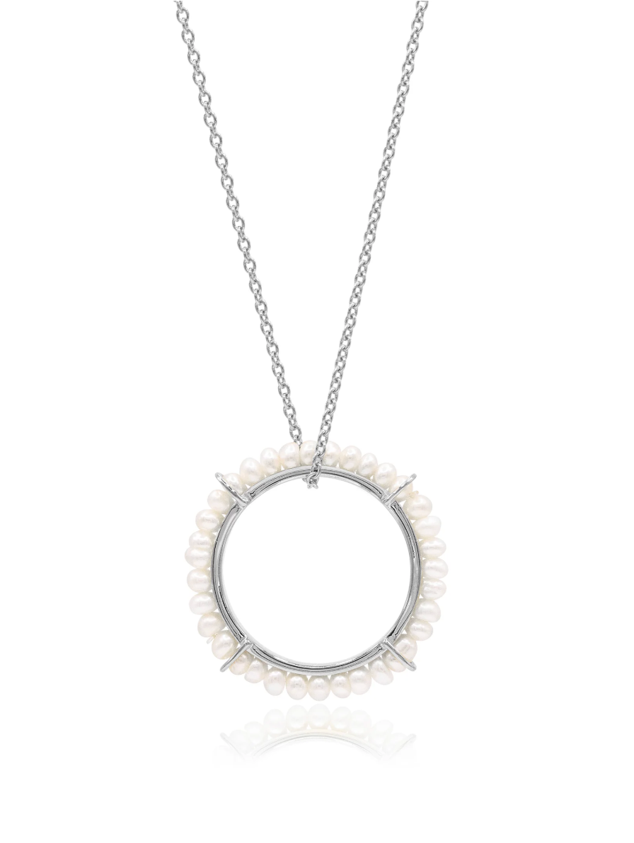 CLAUDIA BRADBY CIRCLE OF LIFE LONG PEARL PENDANT NECKLACE