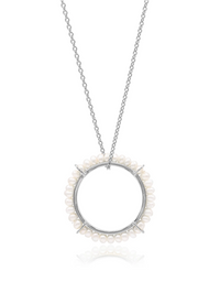 CLAUDIA BRADBY CIRCLE OF LIFE LONG PEARL PENDANT NECKLACE