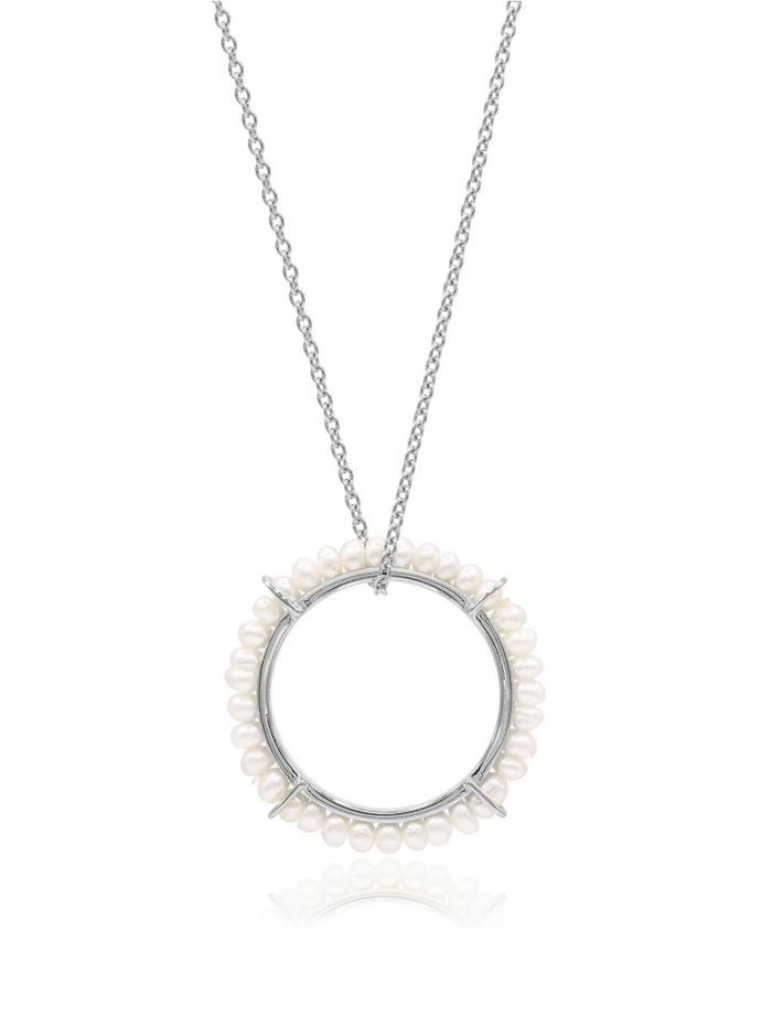 CLAUDIA BRADBY CIRCLE OF LIFE LONG PEARL PENDANT NECKLACE
