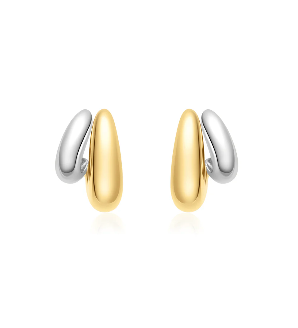 ANIA HAIE TWO-TONE DOME STUD HOOP EARRINGS