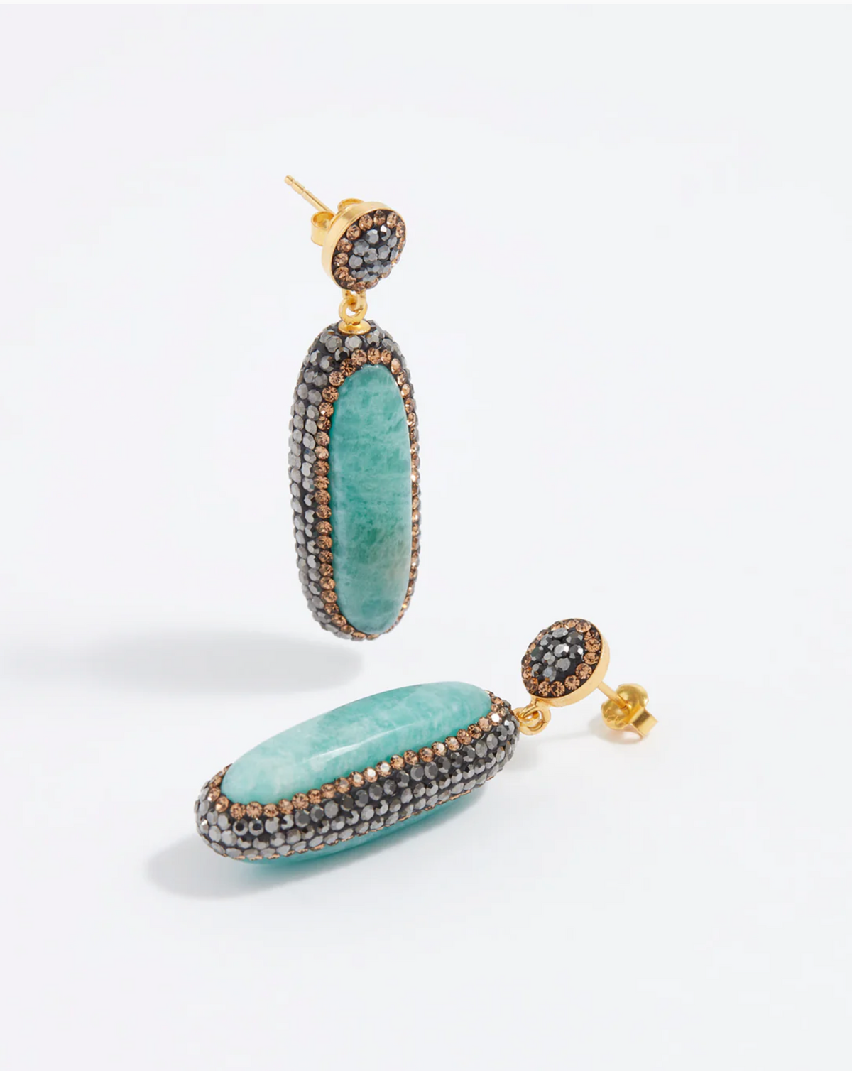 SORU DOUBLE SIDED AMAZONITE DROP EARRINGS