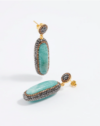 SORU DOUBLE SIDED AMAZONITE DROP EARRINGS
