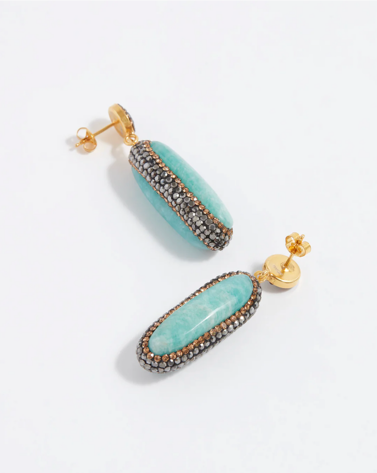 SORU DOUBLE SIDED AMAZONITE DROP EARRINGS