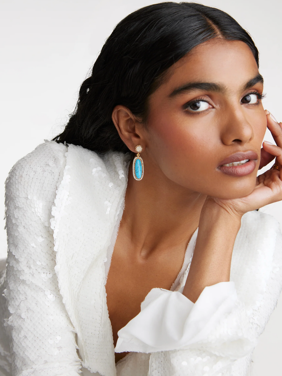 SORU DOUBLE SIDED TURQUOISE DROP EARRINGS