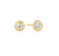 ANIA HAIE TEXTURED BEZEL-SET STUD EARRINGS