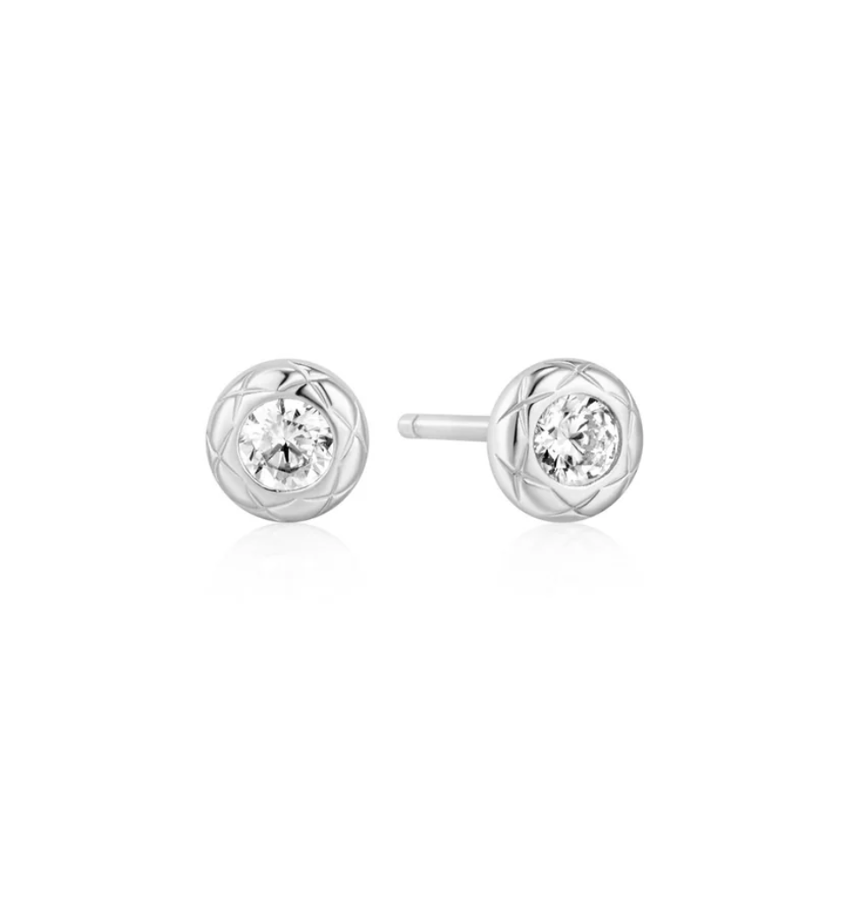 ANIA HAIE TEXTURED BEZEL-SET STUD EARRINGS