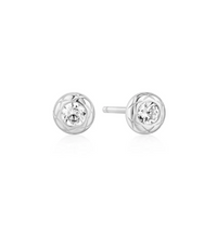 ANIA HAIE TEXTURED BEZEL-SET STUD EARRINGS