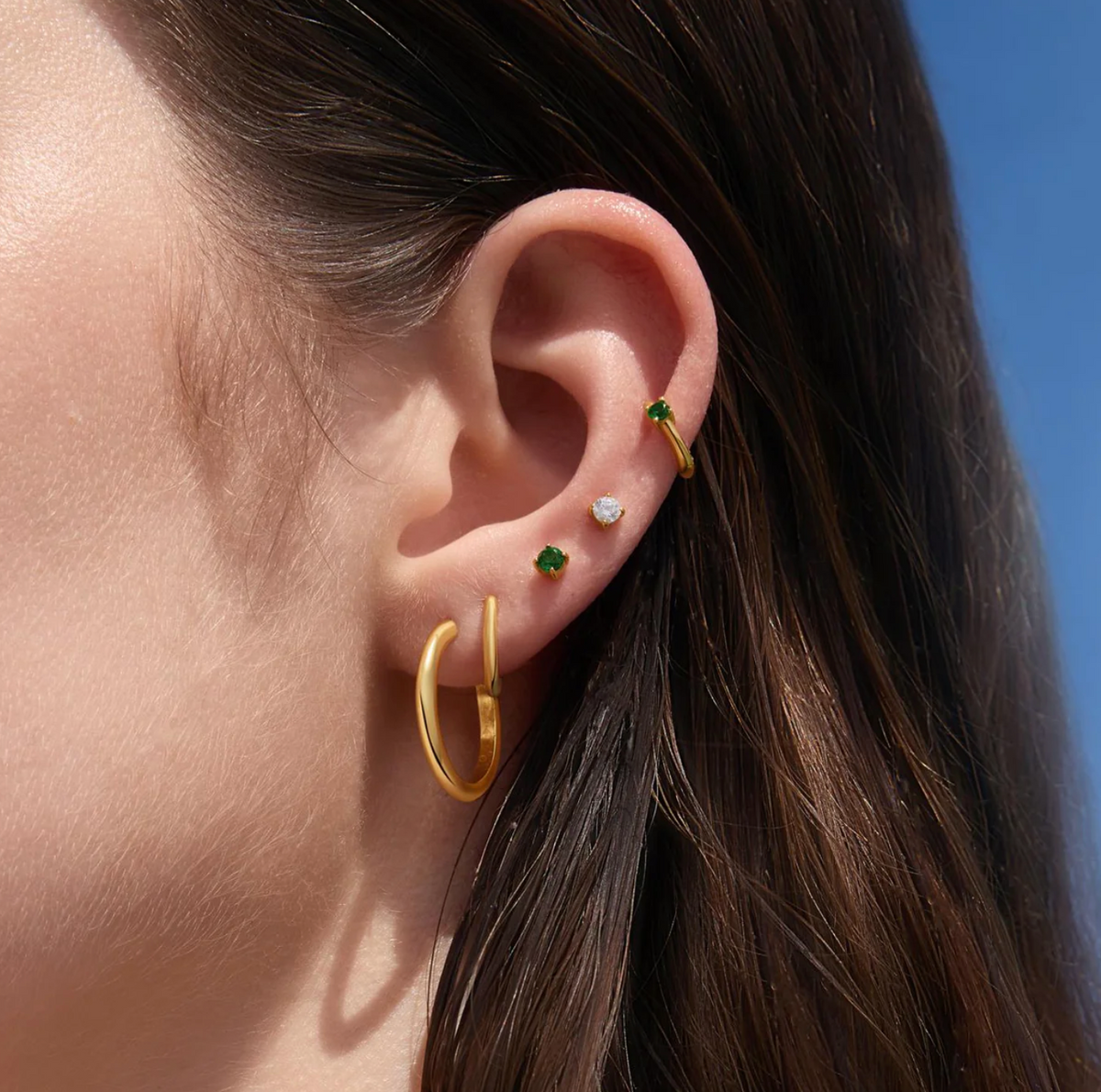 ANIA HAIE GREEN HUGGIE HOOP EARRINGS