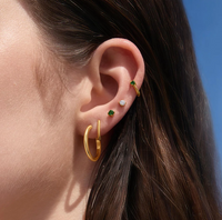 ANIA HAIE GREEN HUGGIE HOOP EARRINGS