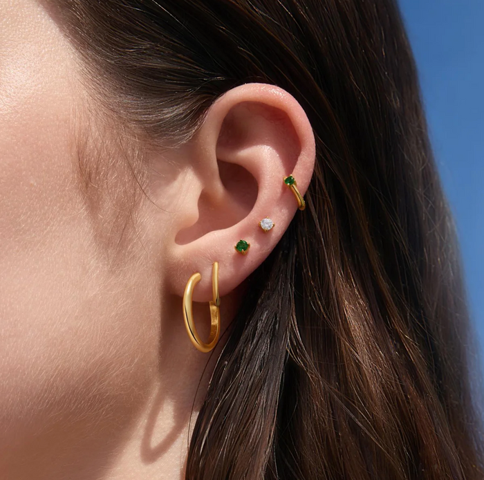 ANIA HAIE GREEN HUGGIE HOOP EARRINGS