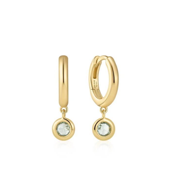 ANIA HAIE DANGLING MINT GREEN HUGGIE HOOP EARRINGS