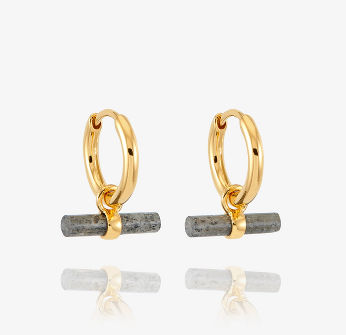RACHEL JACKSON AVENTURINE DISCO T-BAR HUGGIE HOOP EARRINGS