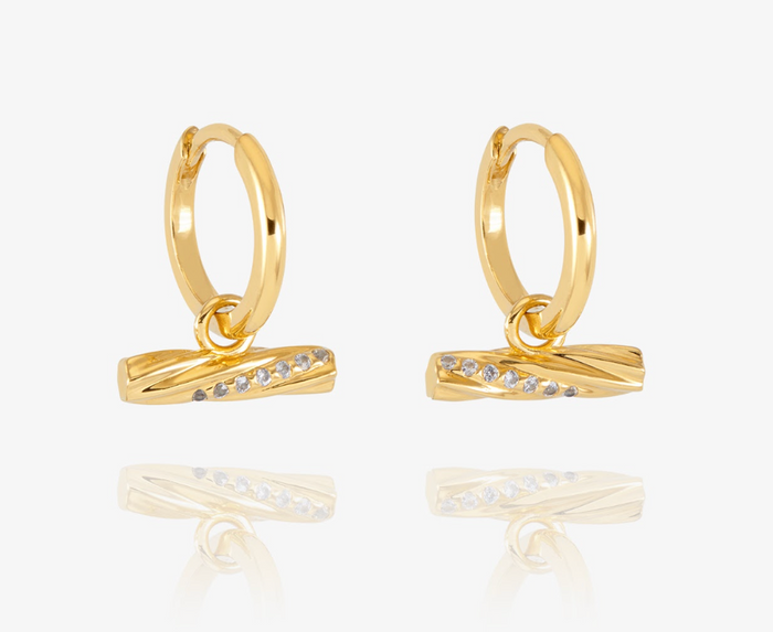 RACHEL JACKSON TWISTED TBAR HUGGIE HOOP EARRINGS