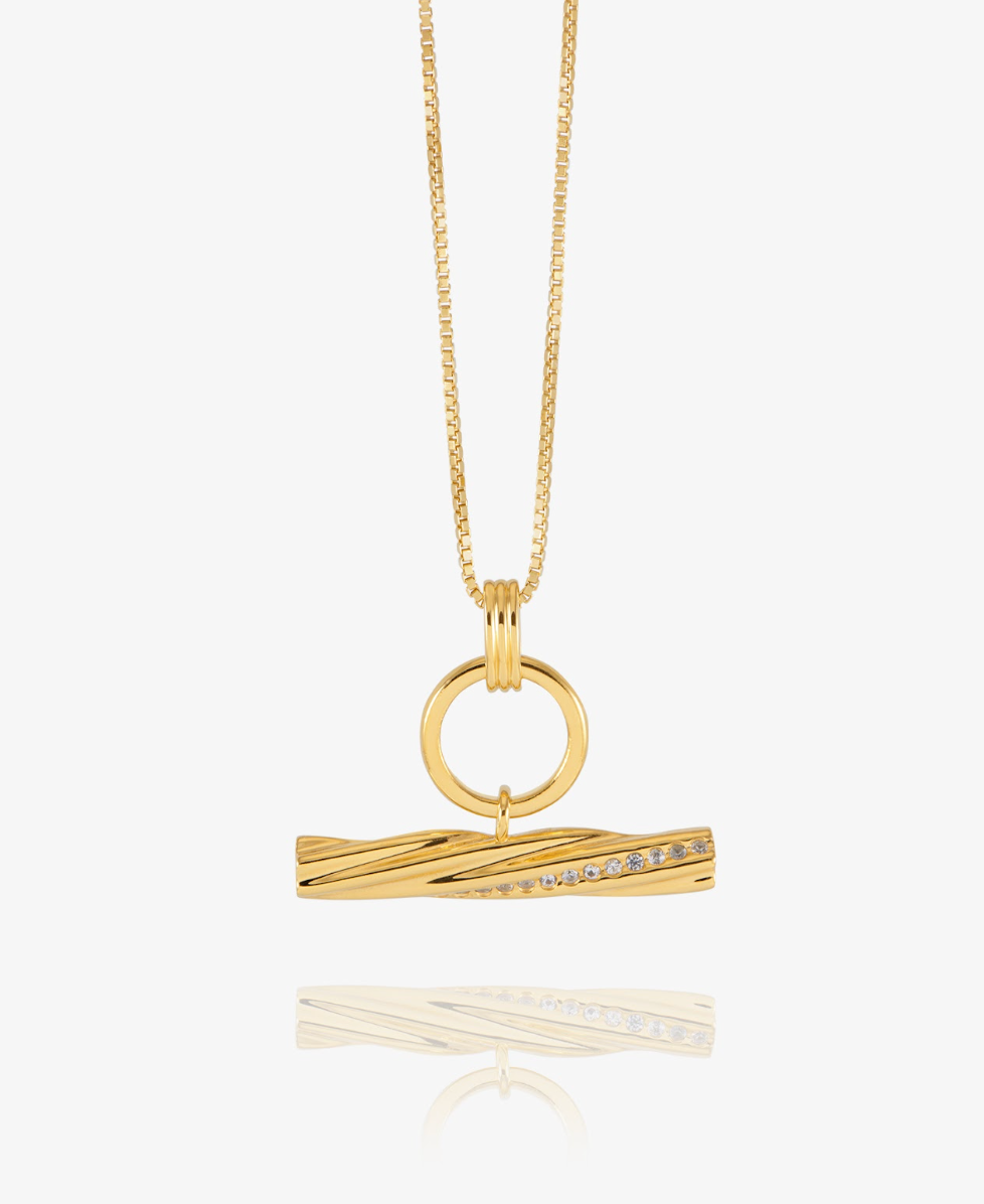 RACHEL JACKSON TWISTED T-BAR NECKLACE