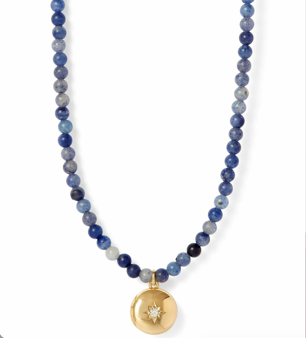 ASTLEY CLARKE BLUE AVENTURINE MINI BIOGRAPHY LOCKET NECKLACE