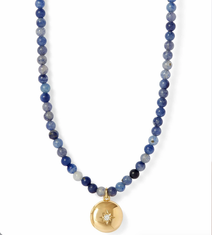 ASTLEY CLARKE BLUE AVENTURINE MINI BIOGRAPHY LOCKET NECKLACE