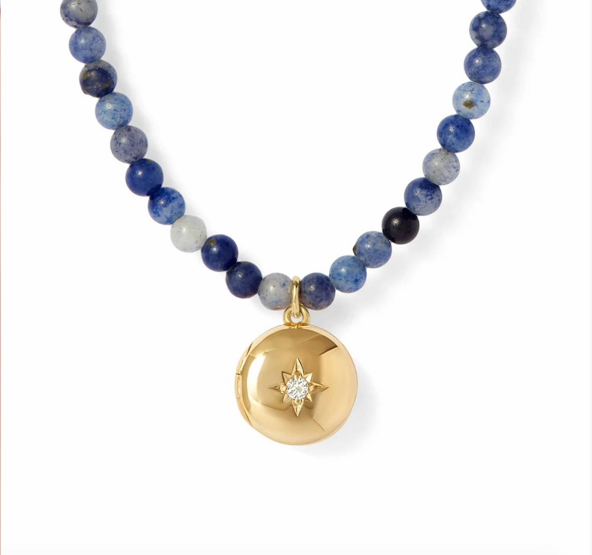 ASTLEY CLARKE BLUE AVENTURINE MINI BIOGRAPHY LOCKET NECKLACE