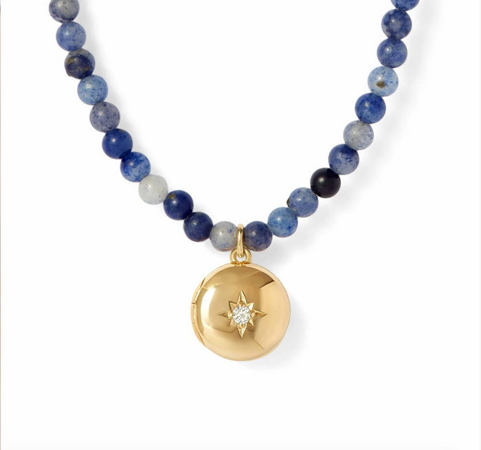 ASTLEY CLARKE BLUE AVENTURINE MINI BIOGRAPHY LOCKET NECKLACE