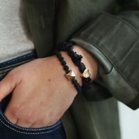 BY ELOISE BLACK GOLD HEART SILK SCRUNCHIE