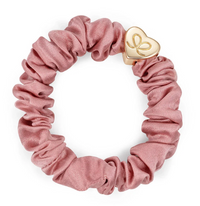 BY ELOISE CHAMPAGNE PINK GOLD HEART SILK SCRUNCHIE