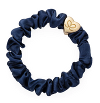 BY ELOISE NAVY GOLD HEART SILK SCRUNCHIE