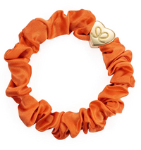 BY ELOISE ORANGE GOLD HEART SILK SCRUNCHIE