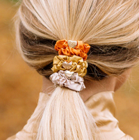 BY ELOISE ORANGE GOLD HEART SILK SCRUNCHIE