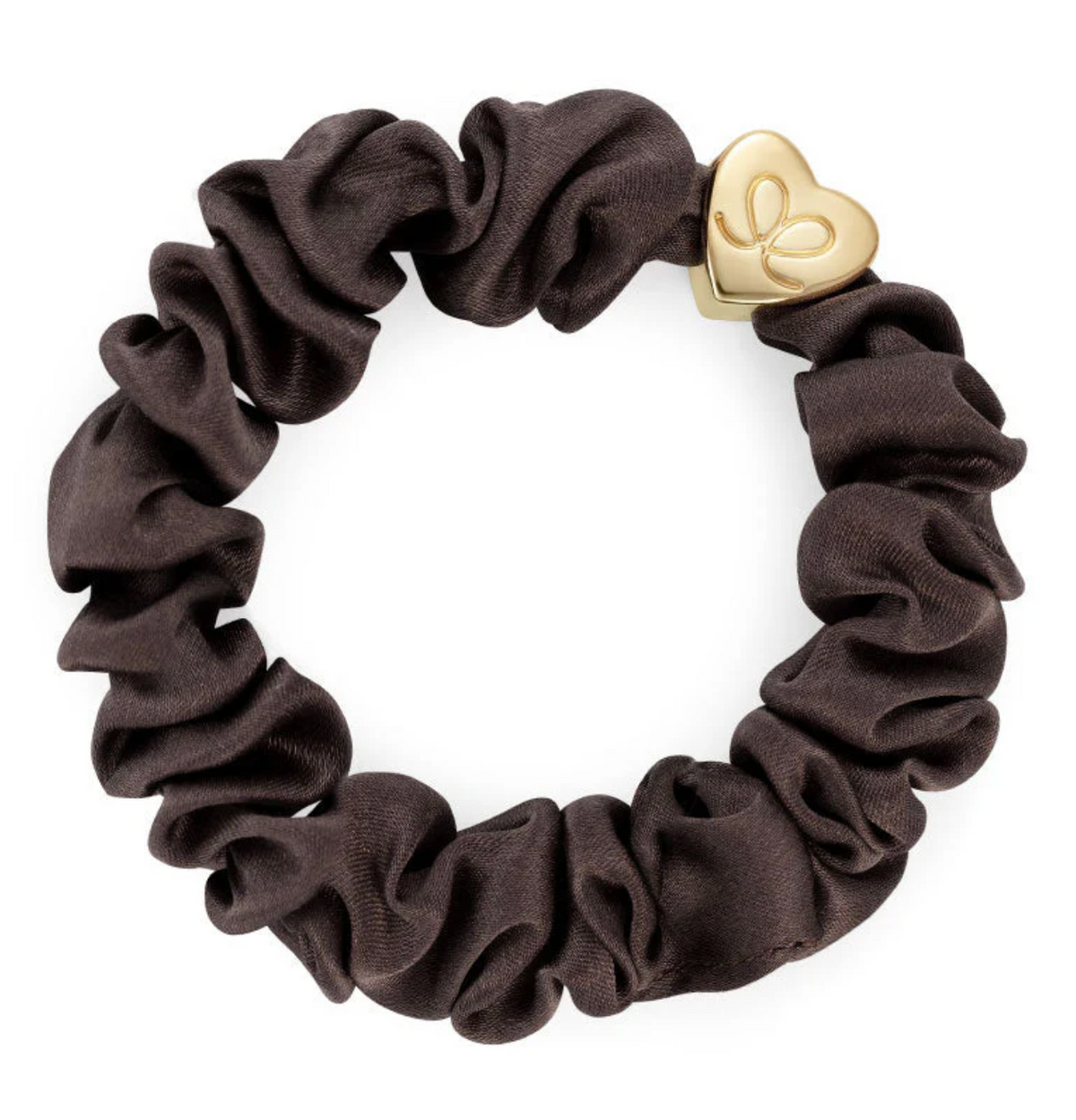 BY ELOISE MOCHA GOLD HEART SILK SCRUNCHIE