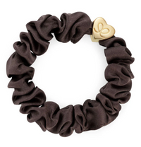 BY ELOISE MOCHA GOLD HEART SILK SCRUNCHIE