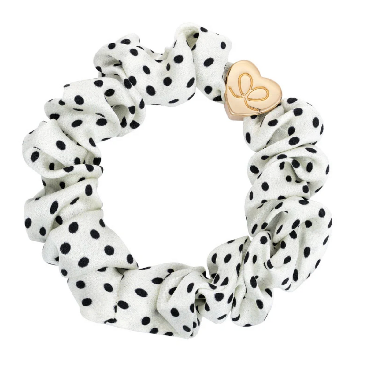 BY ELOISE POLKADOT GOLD HEART SILK SCRUNCHIE