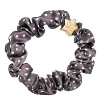 BY ELOISE POLKADOT MOCHA GOLD STAR SILK SCRUNCHIE