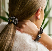 BY ELOISE POLKADOT MOCHA GOLD STAR SILK SCRUNCHIE