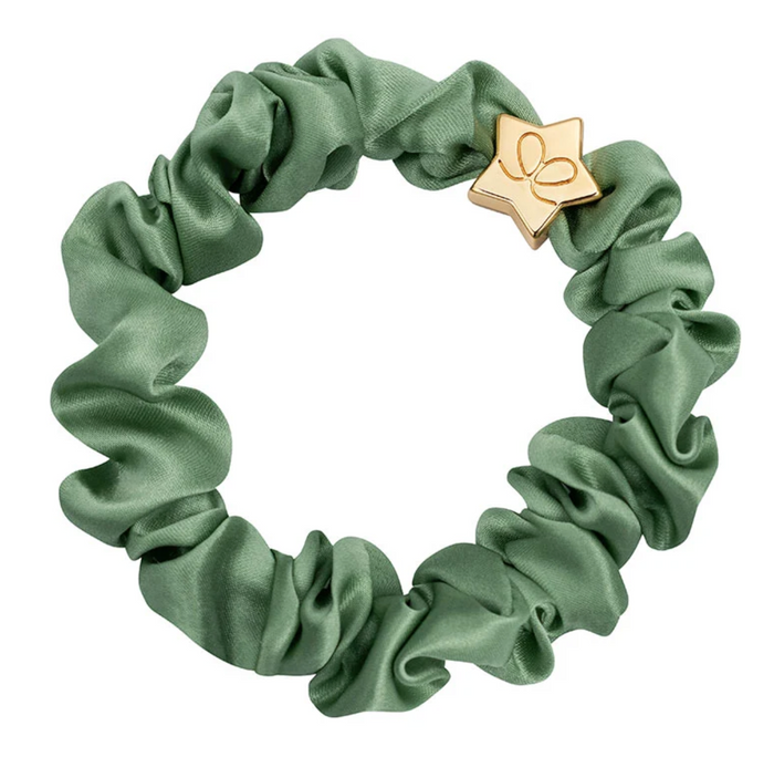 BY ELOISE SAGE GREEN GOLD STAR SILK SCRUNCHIE