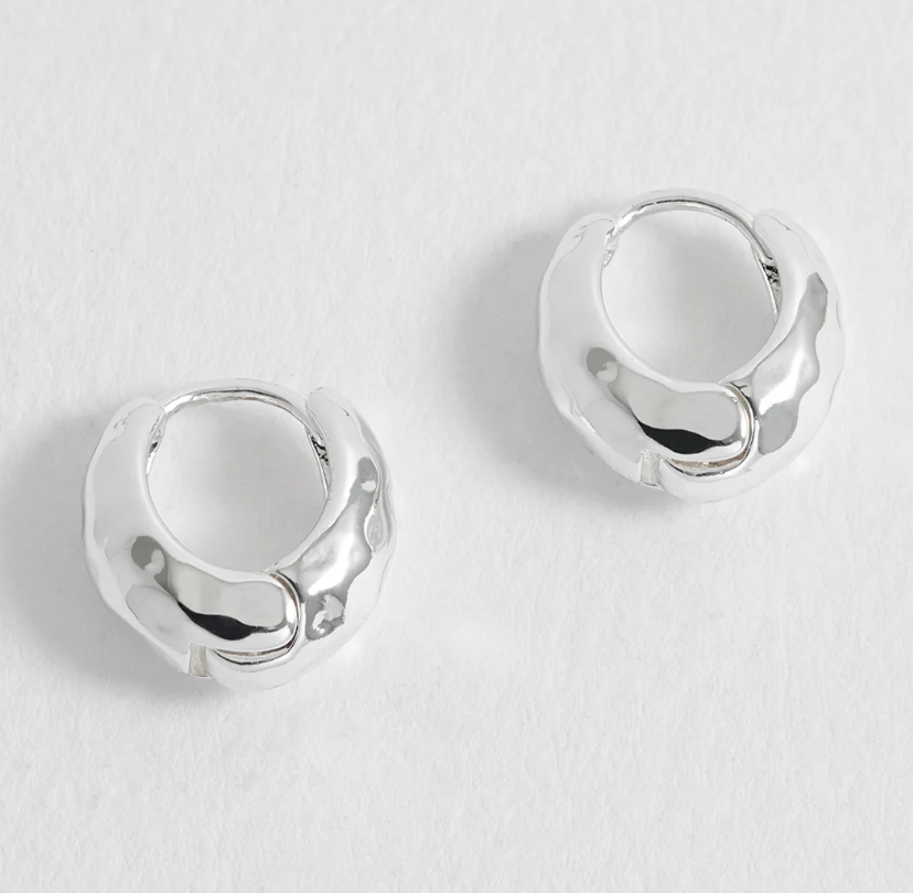 ESTELLA BARTLETT HAMMERED HUGGIE HOOP EARRINGS