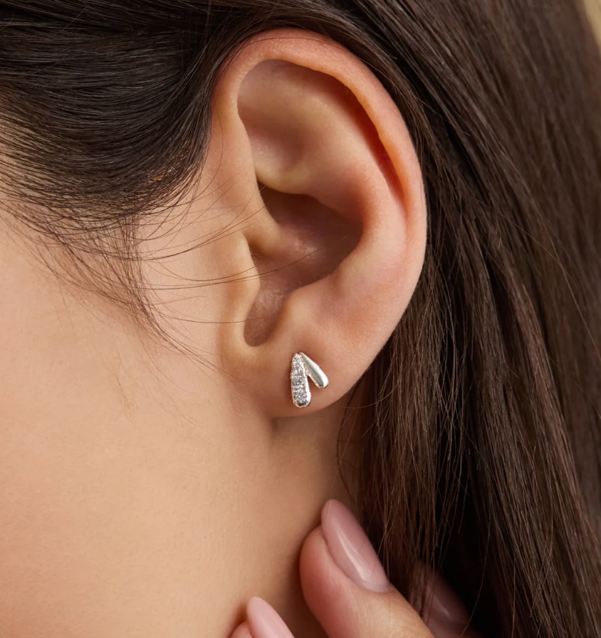 ESTELLA BARTLETT CZ TEAR DROP STUD EARRINGS